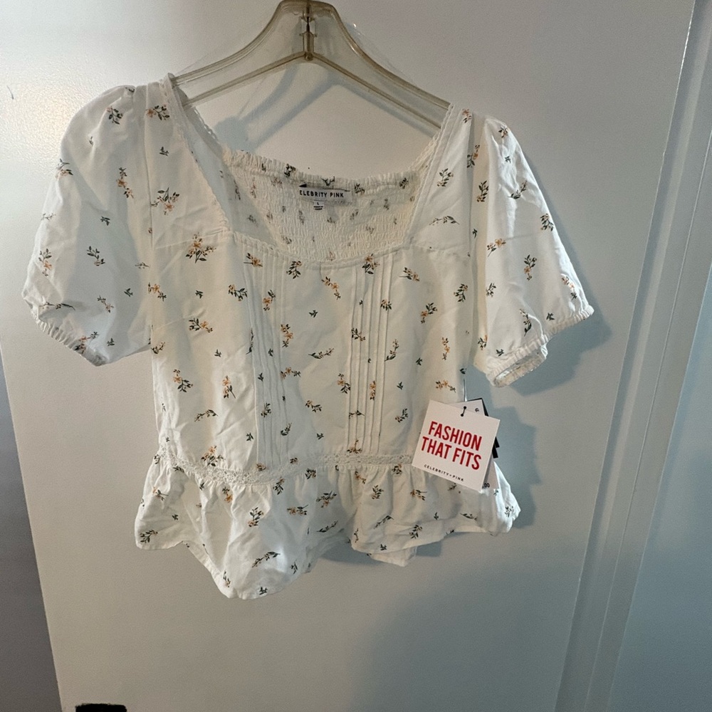 H&M Celebrity Pink White Floral Blouse - Picture 3 of 8